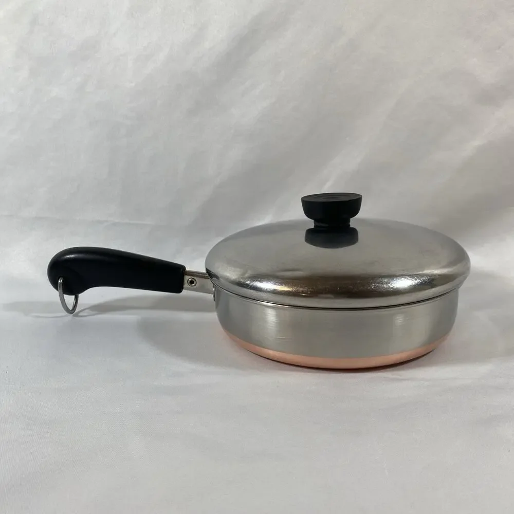 Revere Ware 1 Qt Skillet Frying Pan Saucepan Copper Bottom Stainless Clinton USA